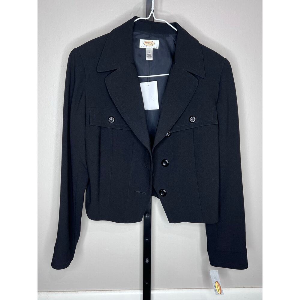 Talbots Petites Cropped Blazer Jacket Black Career Wear NWT Size 12P